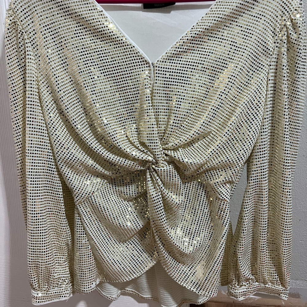 Elegant Cream Sequin Top